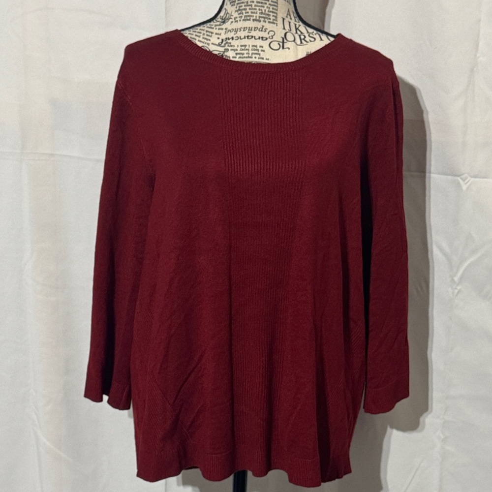 Cable & Gauge Deep Red Long Sleeve Top